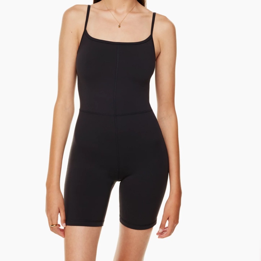 Aritzia Black Slim-Fit Spaghetti-Strap Romper